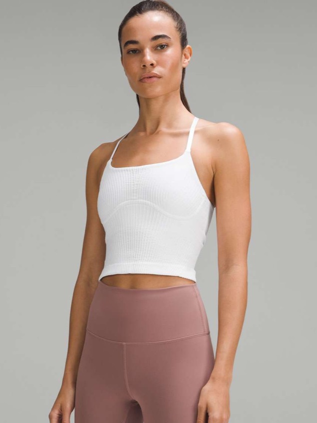 Women’s Lululemon Strappy Seamless White Yoga Shelf Tank Top